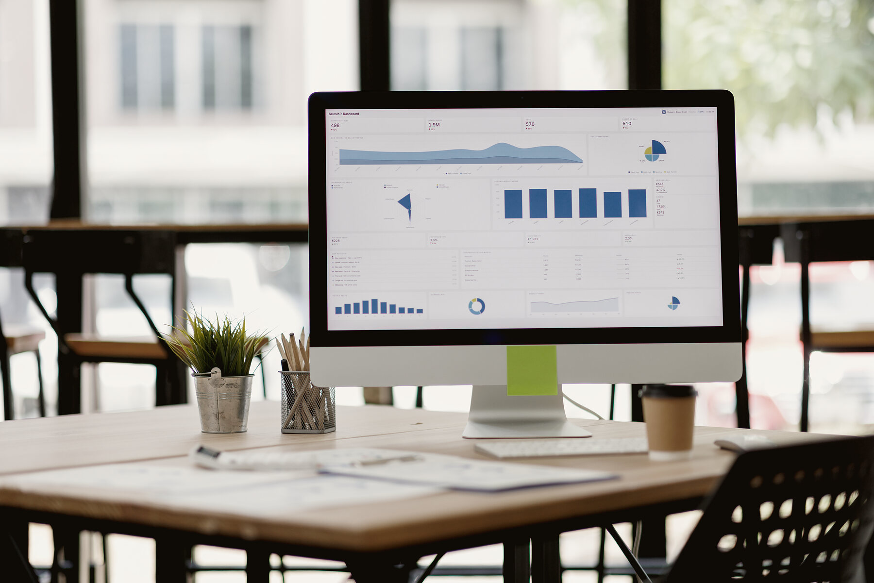A workstation showing search performance data